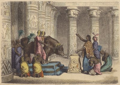 Apis-härän palvonta muinaisessa Egyptissä (värillinen kaiverrus) tekijältä German School