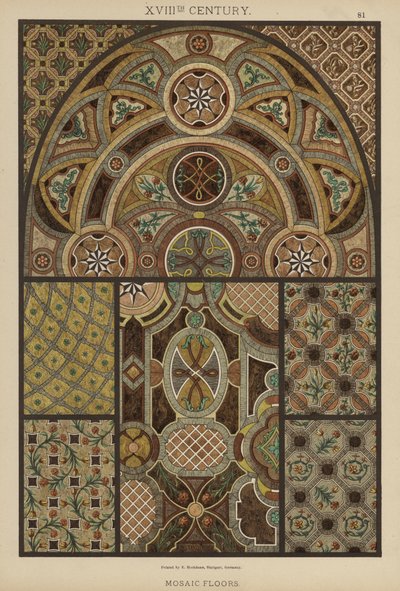 XVIII vuosisata, mosaiikkilattiat (väri litho) tekijältä German School