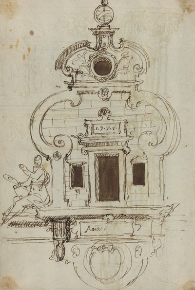 Seinämonumentti armillaarisella pallolla [verso] tekijältä German or Austrian 16th Century