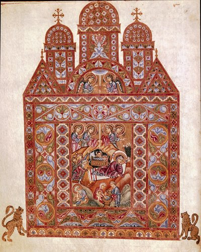 Reichenaun koulun Egbertin koodeksin pienoismalli (Codex Egberti). 980 noin Cividale del Friuli, arkeologinen museo tai Cathedrale de Cividale tekijältä German School