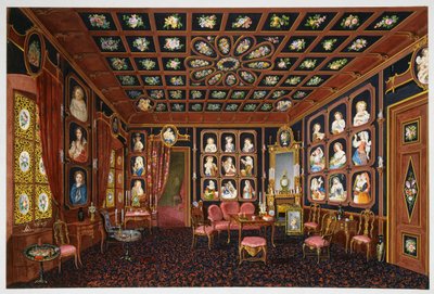 Keskusteluhuone Villa Lazarovichissa, Maximilian of Habsburgin (1832-1867) asuinpaikka Triestessä, tempera Germano Prosdocimi tekijältä Germano Prosdocimi