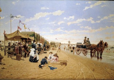 Sanlucarin ranta, 1800-luvulla (öljymaalaus) tekijältä Germán Álvarez Algeciras