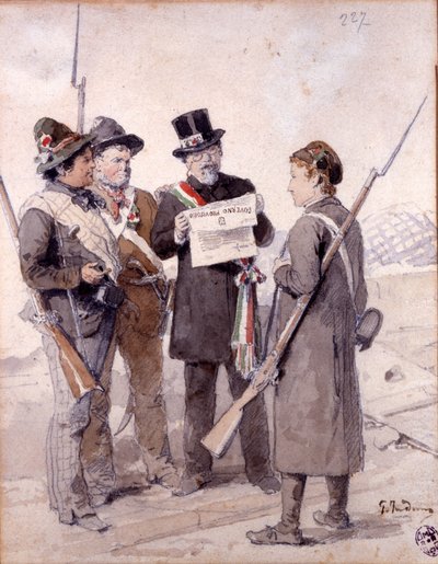 Risorgimento: Milanon viisi päivää (Cinque giornate di Milano) (18.-22. maaliskuuta 1848): tämä on yksi ensimmäisistä jaksoista vuoden 1848 vallankumouksista (osa Italian ensimmäistä itsenäisyyssotaa), jossa milanolaiset nousivat väestö kapinallista vastaa tekijältä Gerolamo Induno