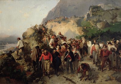 Loukkaantunut Garibaldi (1807-82) Aspromonten vuoristossa (öljy kankaalle) tekijältä Gerolamo Induno