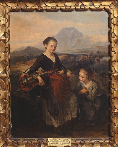 The Woman Playing the Hurdy Gurdy, kirjoittanut Gerolamo Induno tekijältä Gerolamo Induno