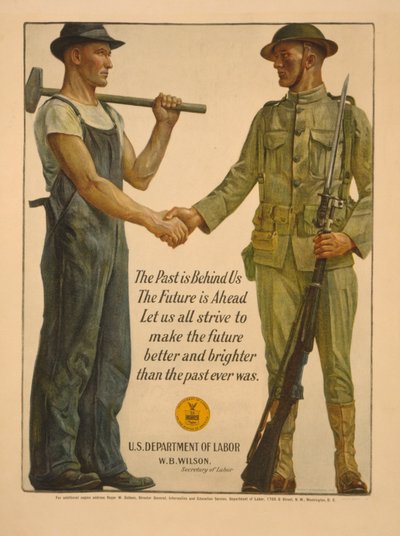 Menneisyys on takanamme, tulevaisuus edessä. Pyrkikäämme kaikki tekemään tulevaisuudesta parempi ja kirkkaampi kuin menneisyys koskaan oli, 1918 tekijältä Gerrit Albertus Beneker