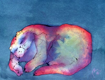 Kissa vihreällä, noin 1987 (akryyli paperille) tekijältä Gerrit Greve