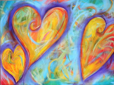 Chalk Hearts, 2023 (akryyli kankaalle) tekijältä Gerrit Greve
