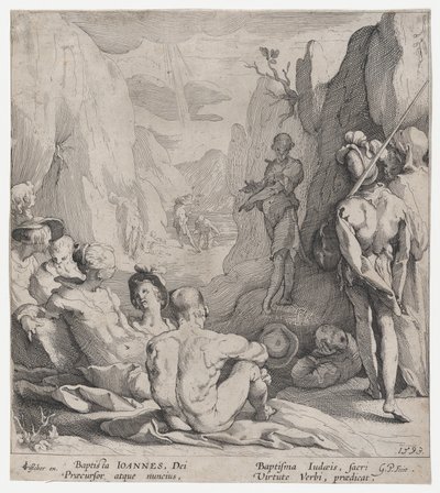 Pyhä Johannes Kastaja saarnaa, 1593. tekijältä Gerrit Pietersz Sweelink