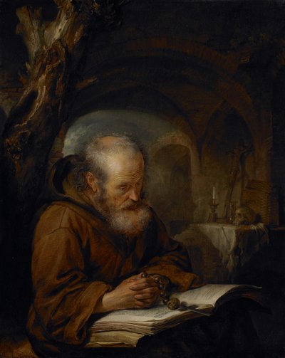 Erakko rukoilee, 1670 tekijältä Gerrit Dou