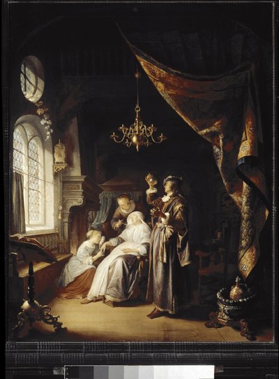 Hydropic nainen (öljy puulle tekijältä Gerrit Dou