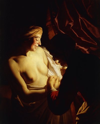 Nuori nainen ja hänen piika, tekijältä Gerrit van Honthorst