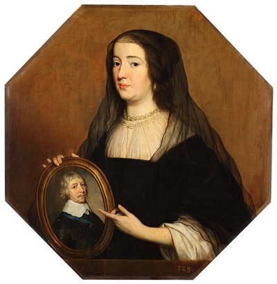 Amalie von Solms (1602-1675) in Witwentracht tekijältä Gerrit van Honthorst