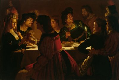 Juhlakohtaus nuoren avioparin kanssa, n. 1617 tekijältä Gerrit van Honthorst