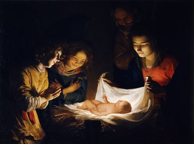 Kristus-lapsen palvonta, n. 1620 tekijältä Gerrit van Honthorst