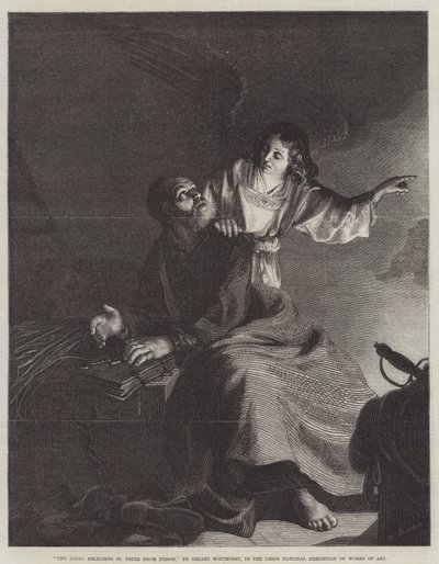 Enkeli vapauttaa Pietarin vankilasta tekijältä Gerrit van Honthorst