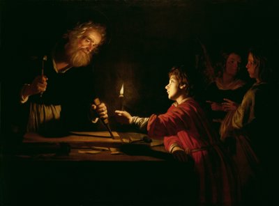 Kristuksen lapsuus, noin 1620 tekijältä Gerrit van Honthorst