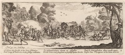 Hyökkäys valmentajaa vastaan tekijältä Gerrit van Schagen after Jacques Callot