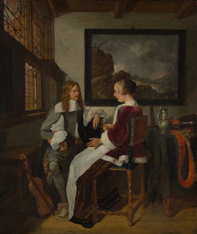 Sentimental keskustelu, 1660-luvun alku. tekijältä Gerritsz Quiringh van Brekelenkam