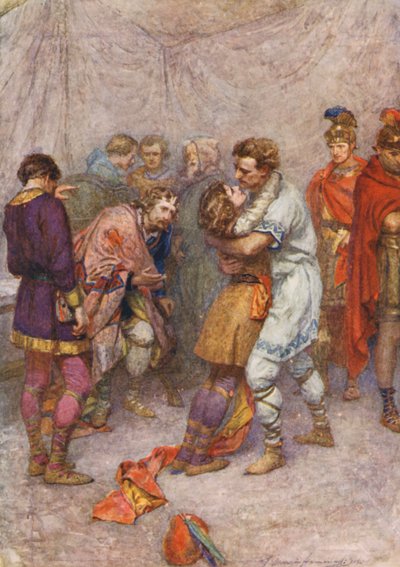 Shakespeare, Cymbeline (värilitografia) tekijältä Gertrude E. Demain (after) Hammond