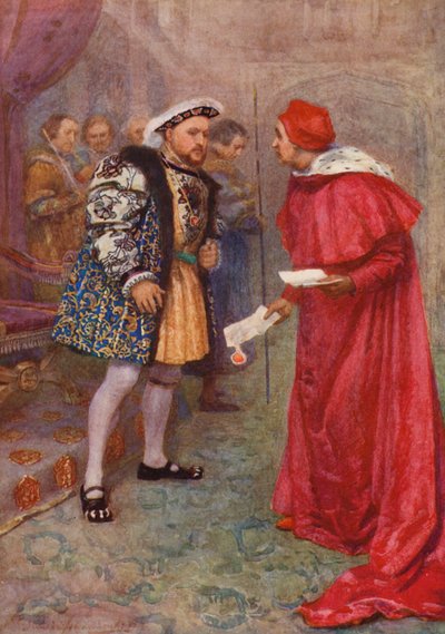 William Shakespearen näytelmä: Henrik VIII (värilitografia) tekijältä Gertrude E. Demain (after) Hammond