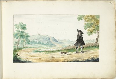 Juokseva herrasmies maantiellä tekijältä Gesina ter Borch (signed by artist)