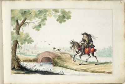 Mies ja naamioitu nainen hevosen selässä tekijältä Gesina ter Borch (signed by artist)