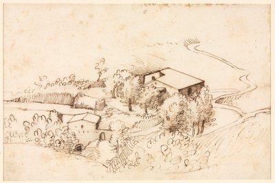 Puiden maatila mäkisessä maisemassa, 1567. tekijältä Gherardo Cibo