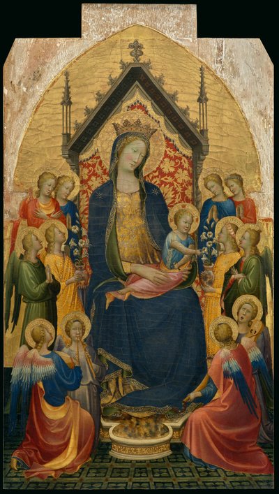 Madonna ja lapsi musiikkia soittavien enkelien kanssa, noin 1410 (tempera ja lehtikulta paneelille) tekijältä Gherardo Starnina