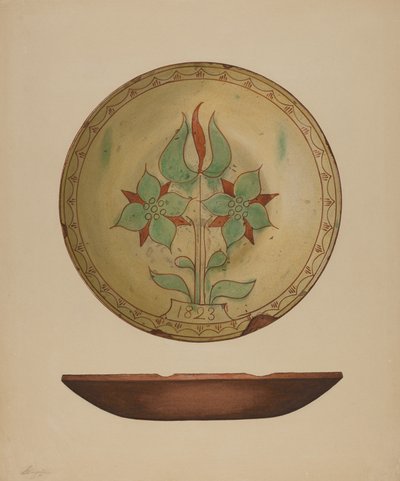 Lautas, jossa tulppaani ja kaksi kukkaa, 1938. tekijältä Giacinto Capelli