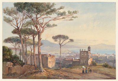 Napoli Conocchialta, yksi neljästä pienestä näkymästä Napolista Album Amicorum -kokoelmasta tekijältä Giacinto Gigante