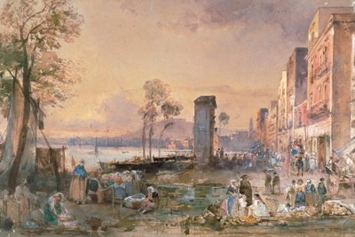 Näkymä Napoliin Marinellasta, kirjoittanut Giacinto Gigante (1806-1876), kynä, akvarelli ja ceruse (valkoinen lyijy) paperille, Italia tekijältä Giacinto Gigante