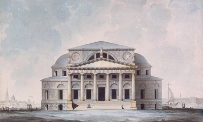 Pörssirakennuksen julkisivu Pietarissa, 1783 tekijältä Giacomo Antonio Domenico Quarenghi