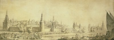 Panoraamanäkymä Moskovan Kremliin 1700-luvun lopussa, 1790-luvun lopussa tekijältä Giacomo Antonio Domenico Quarenghi