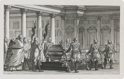 Keisari Paavali I makaa valtiossa kunniavartiossa tekijältä Giacomo Antonio Domenico Quarenghi
