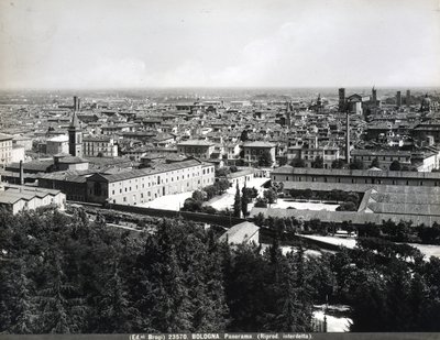 Panoraamanäkymä Bolognaan tehtaineen ja aukiolla. tekijältä Giacomo Brogi