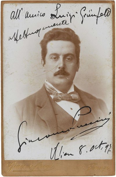Säveltäjä Giacomo Puccinin muotokuva 1858-1924, 1897. tekijältä Giacomo Brogi