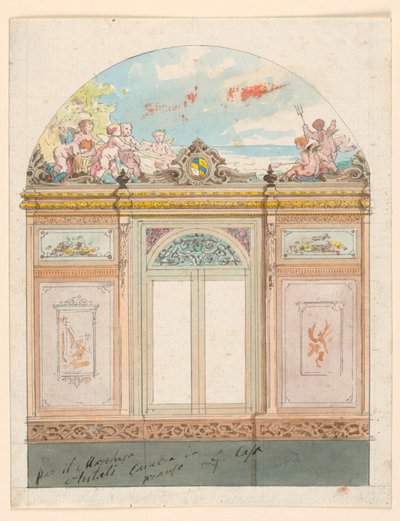 Piirustus, maalattu seinäkoriste, 1870 tekijältä Giacomo Casa