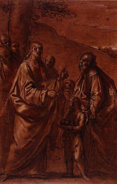 PD.9-1992 The Miracle of the Loaves and Fishes, n. 1611-14 (musta liitu, kynä ja muste ja pesu) tekijältä Giacomo Cavedoni