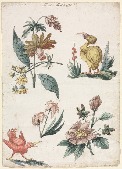 Kukkakuvioita kahdella linnulla, 1774. tekijältä Giacomo Cavenezia