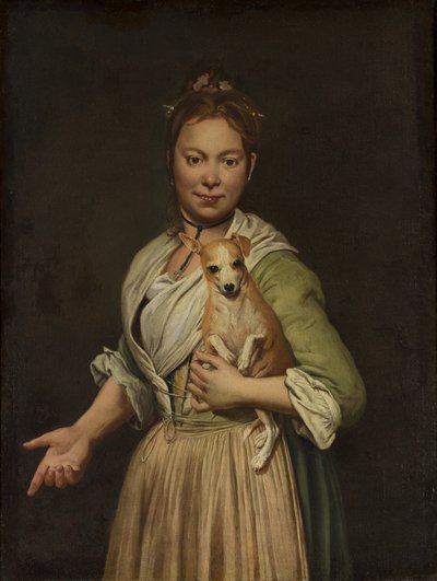 Nainen koiran kanssa, 1740-luku. tekijältä Giacomo Ceruti