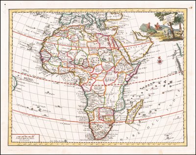 Giambattista Albrizzin vuonna 1740 laatima Afrikan kartta. tekijältä Giambattista Albrizzi