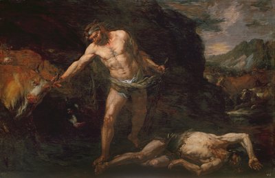 Hercules tappaa jättiläisen Kakuksen ja varastaa Geryonin karjan takaisin. tekijältä Giambattista Langetti