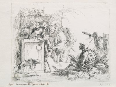 Vierailu kuolemantapauksessa. Sarjasta Capriccios, 1700-luvun puoliväli. tekijältä Giambattista Tiepolo