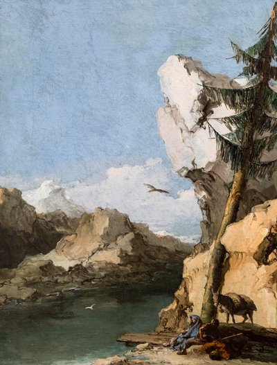 Lepo Egyptin pakomatkalla, n. 1762/70 (Öljy kankaalle) tekijältä Giambattista & Tiepolo Giandomenico (1727-1804) Tiepolo