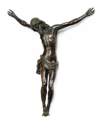 Ristiinnaulitun Kristuksen hahmo, Giambolognan mallista valettu Antonio Susinin ja työpajan ansioksi, n. 1580-1600 tekijältä Giambologna