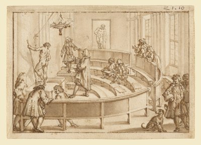 Bolognan "Accademia Clementina", jossa piirustusmestarin asettama alaston, "Farnesen Hercules" sen takana. tekijältä Giampietro Zanotti