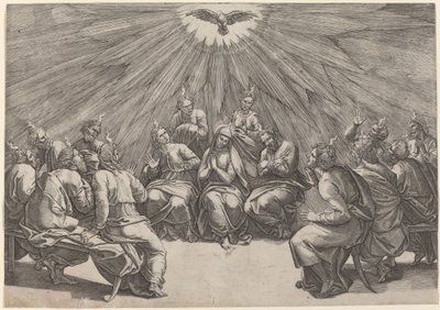 Helluntai tekijältä Gian Jacopo Caraglio after Raphael