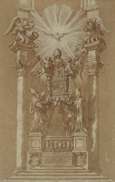 Tutkimus Pyhän Pietarin "Cattedra" tekijältä Gian Lorenzo (studio of) Bernini