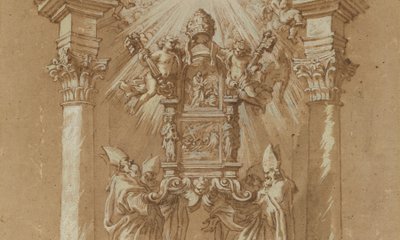 Tutkimus Pyhän Pietarin "Cattedra" tekijältä Gian Lorenzo (studio of) Bernini